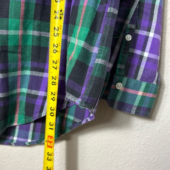 Ralph Lauren 100% Cotton Button Down Shirt Long Sleeve Purple Green size Large - Picture 7 of 7